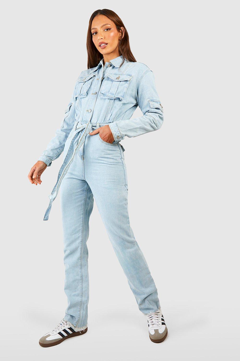 Boohoo denim best sale boiler suit